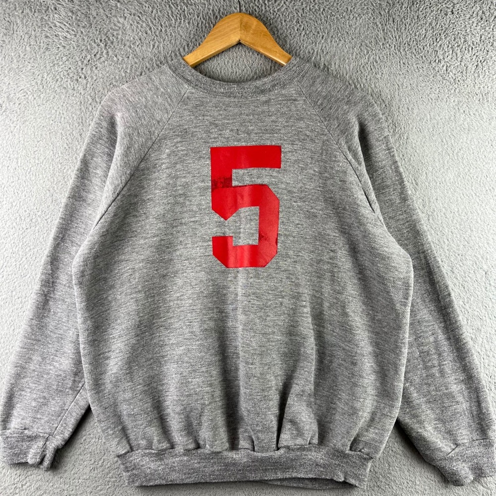 Vintage 70s Russell Athletic Bulldogs Number 5 Gray Raglan Sweatshirt XL
